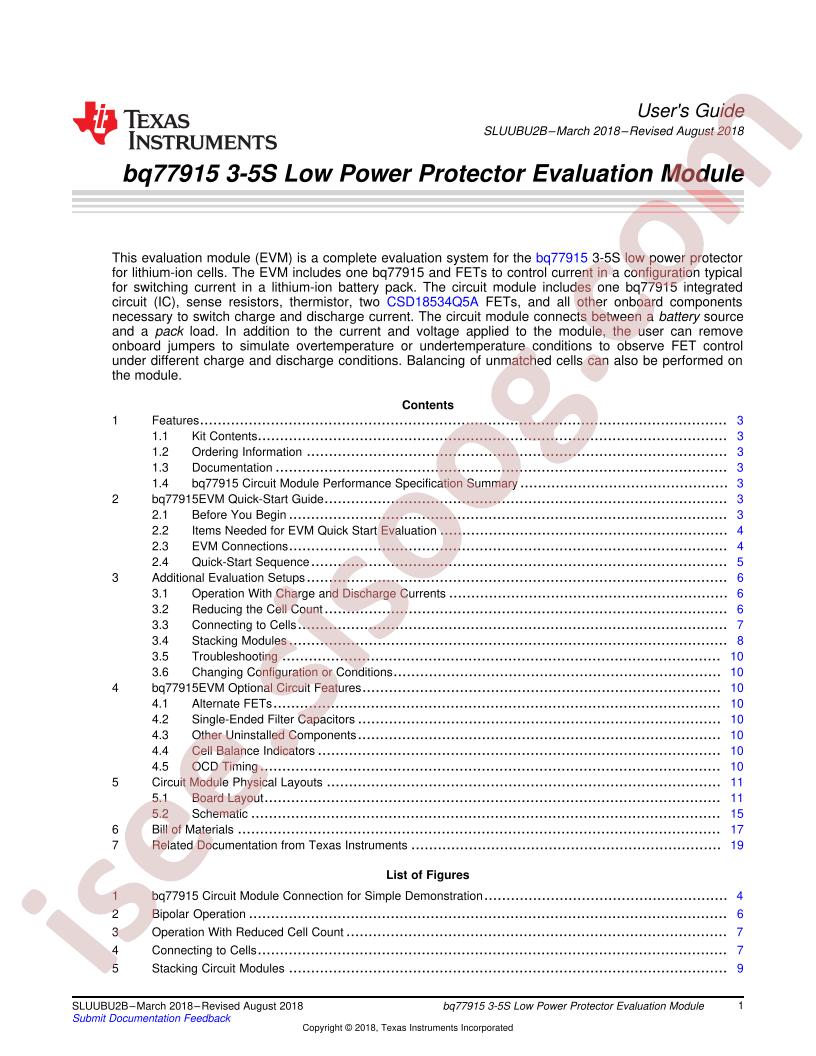 BQ77915EVM-014 User Guide