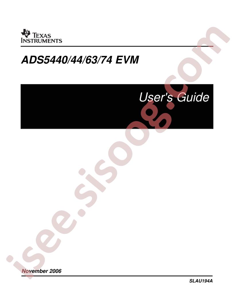 ADS5440,44,63,74 EVM