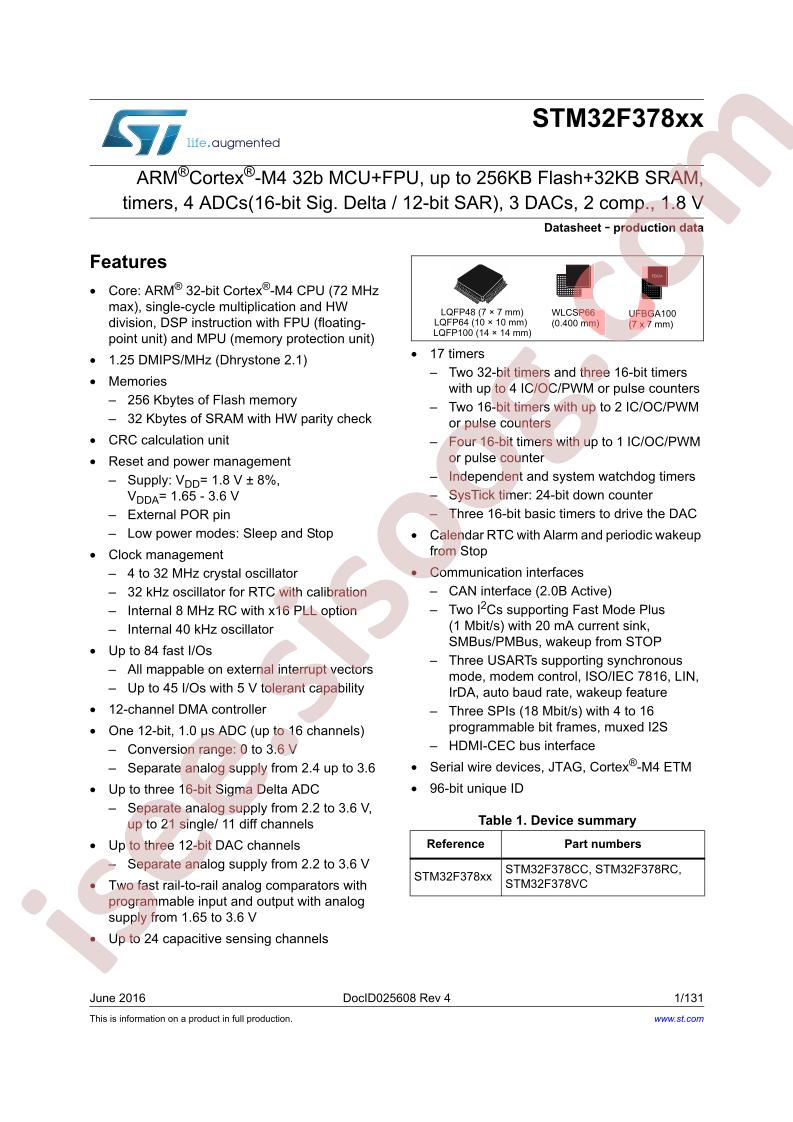 STM32F378xx Datasheet