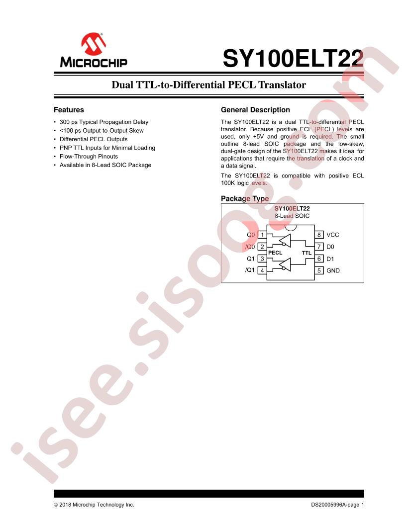 SY10ELT22, SY100ELT22