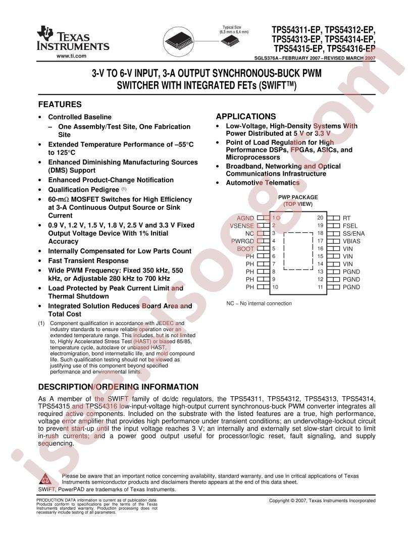 TPS54311-EP - TPS54316-EP
