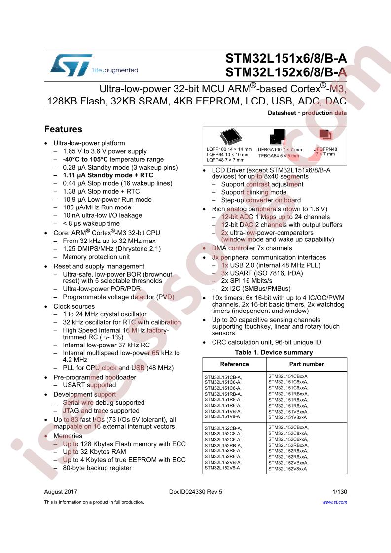 STM32L(151,152)x(6,8,B-A)