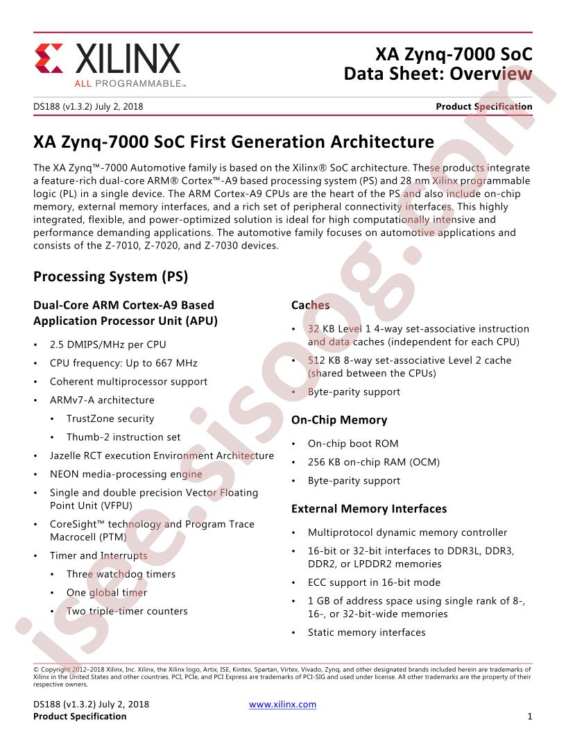 XA Zynq-7000  Overview
