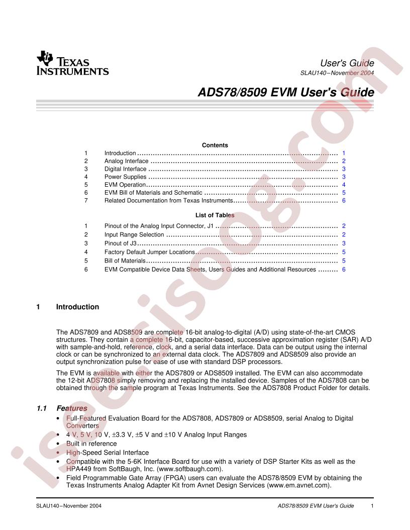 ADS7809/8509 EVM Guide