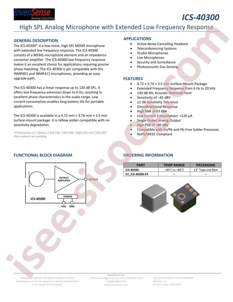 ICS-40300 Datasheet