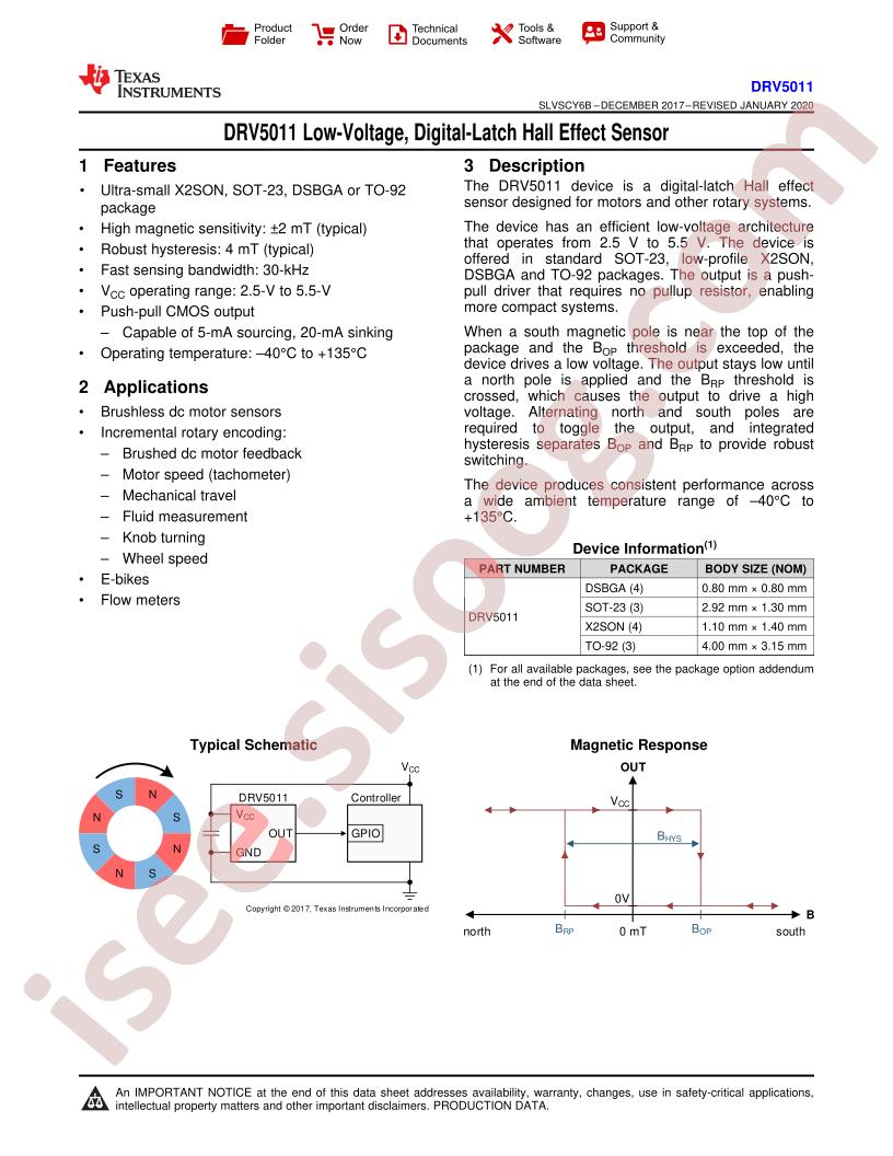 DRV5011 Datasheet