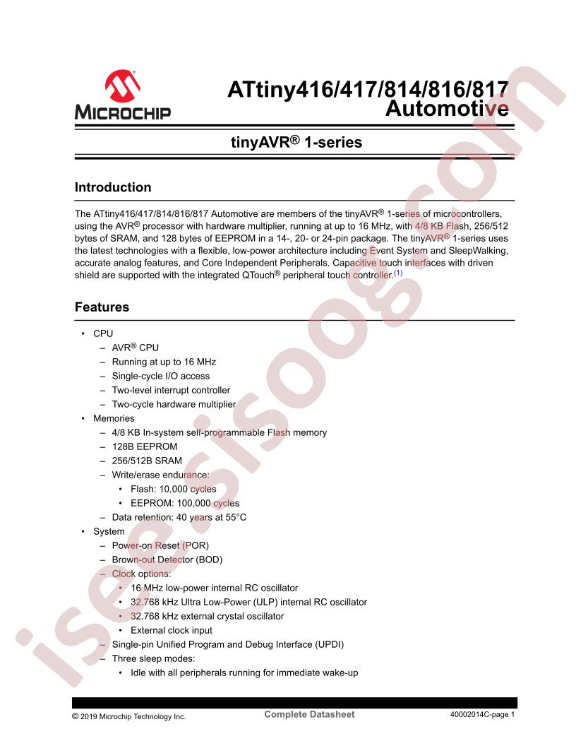 ATtiny416/17, ATtiny814/16/17 Automotive