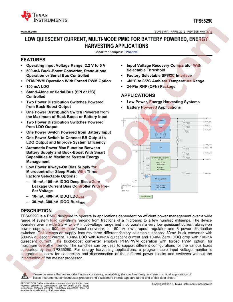 TPS65290 Datasheet