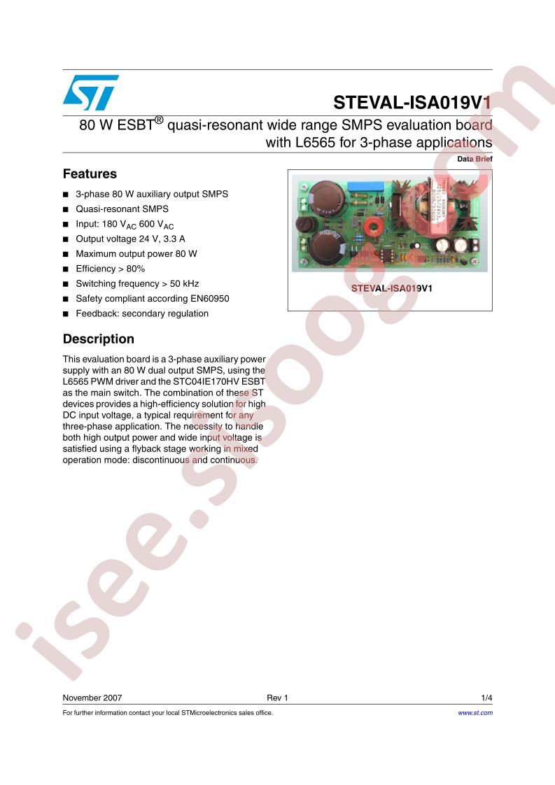 STEVAL-ISA019V1 Data Brief