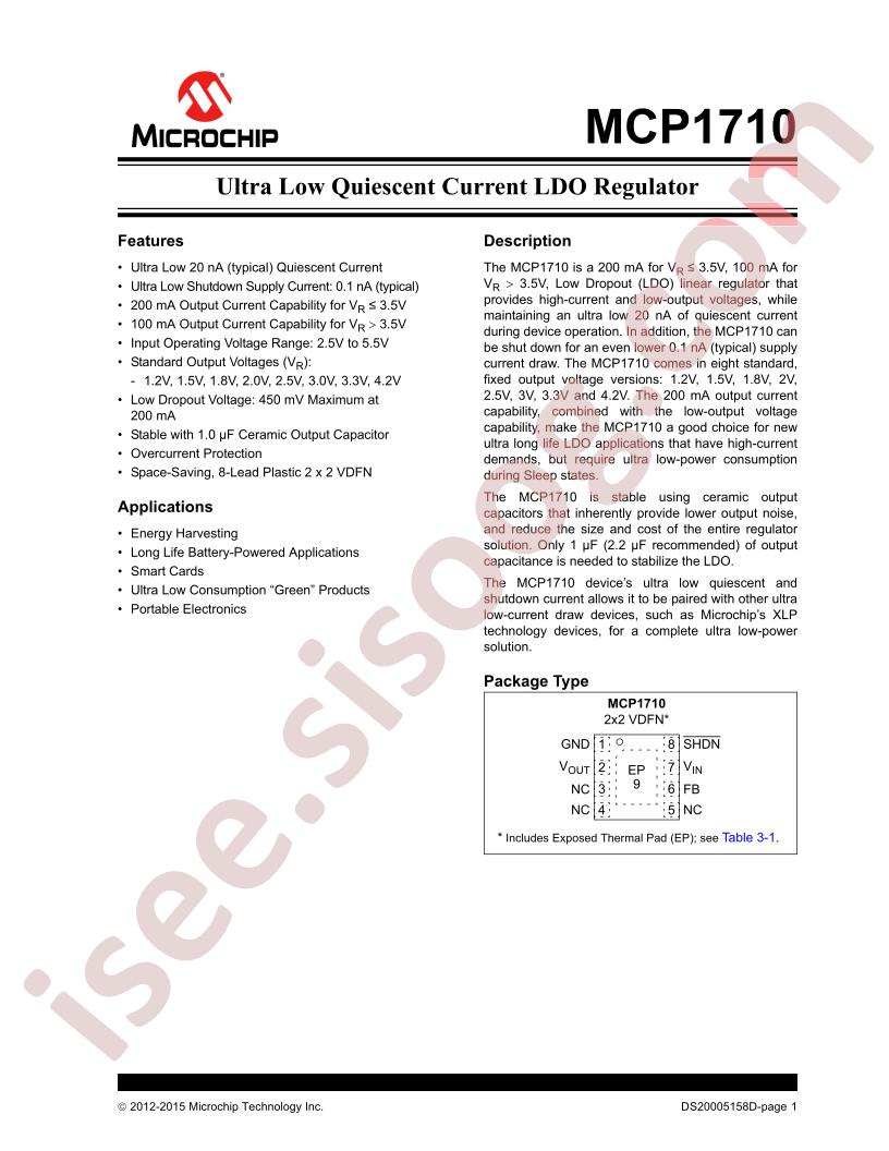 MCP1710 Datasheet