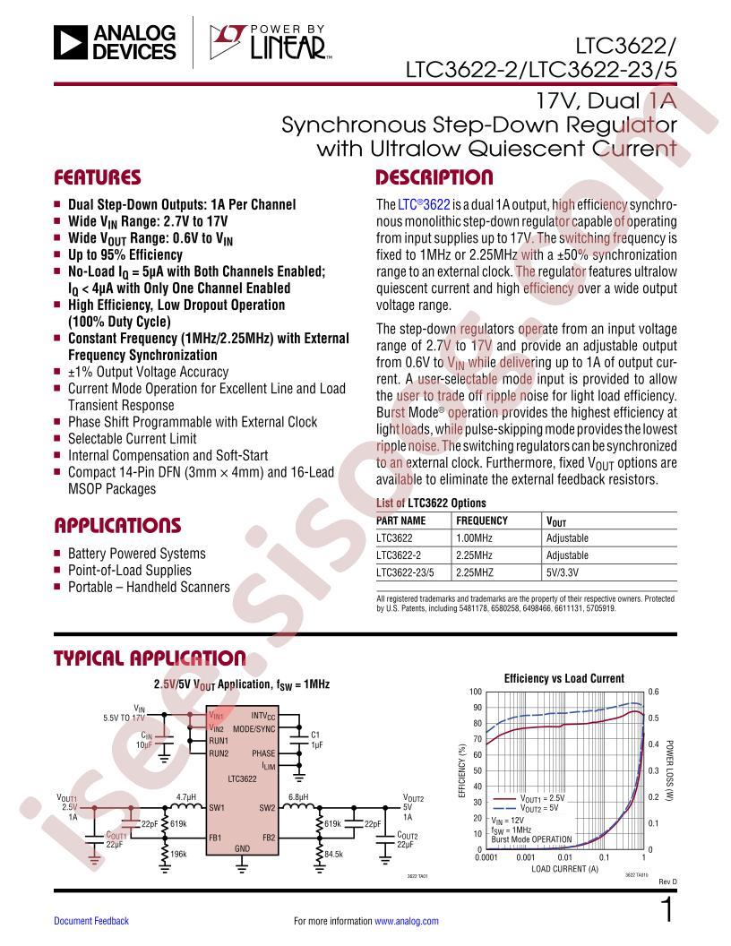 LTC3622(-2, -23/5) Datasheet