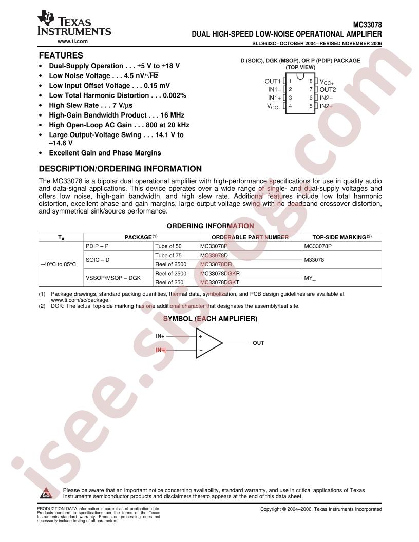 MC33078 Datasheet