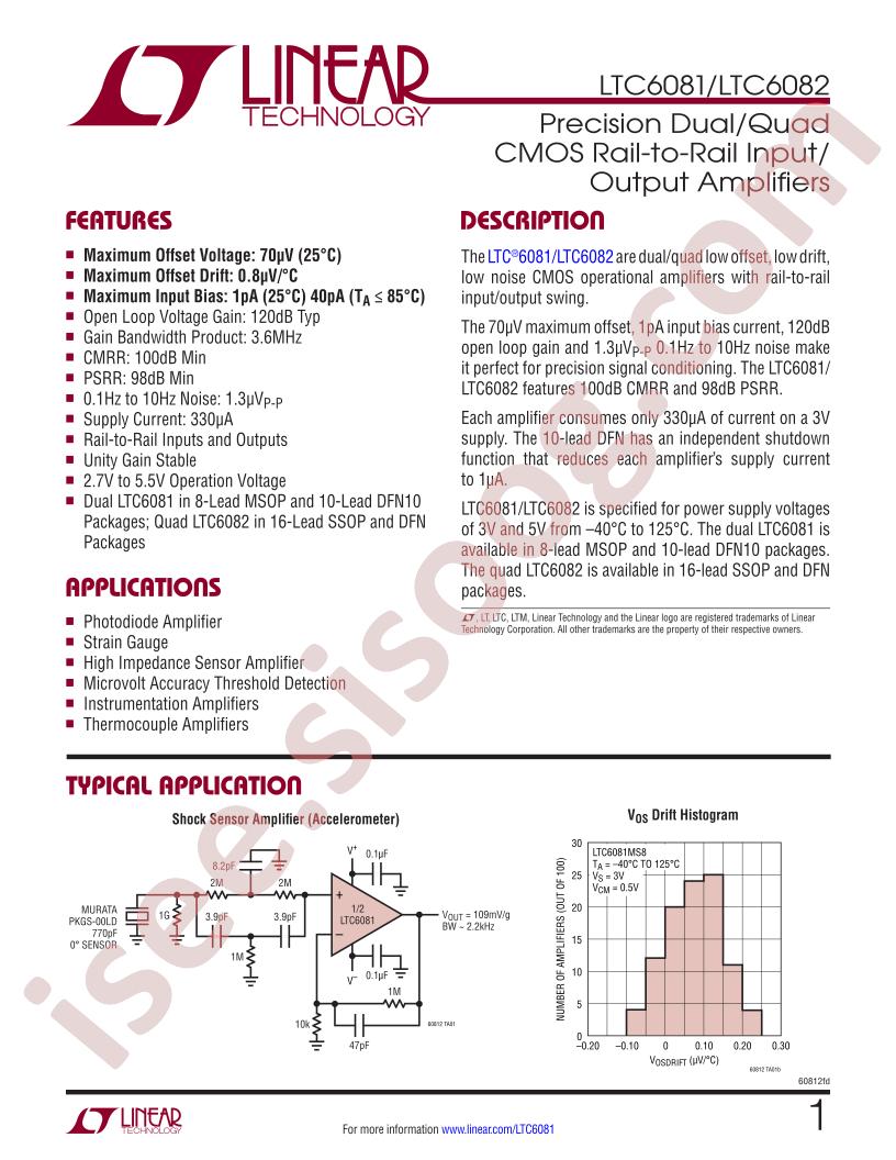 LTC6081, LTC6082 Datasheet