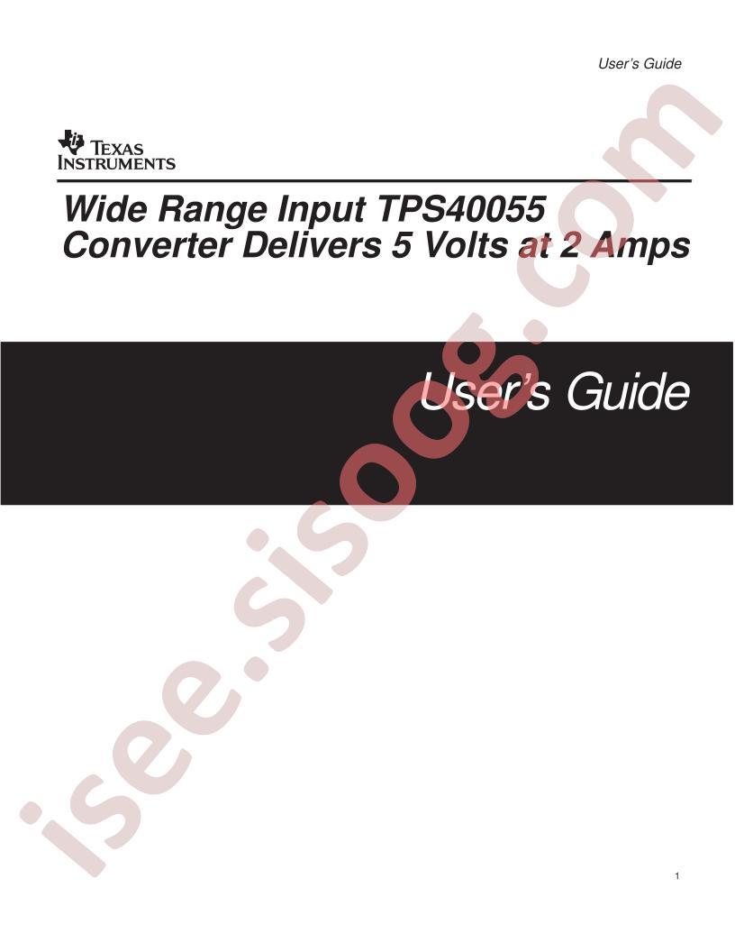 TPS40055 Converter Guide