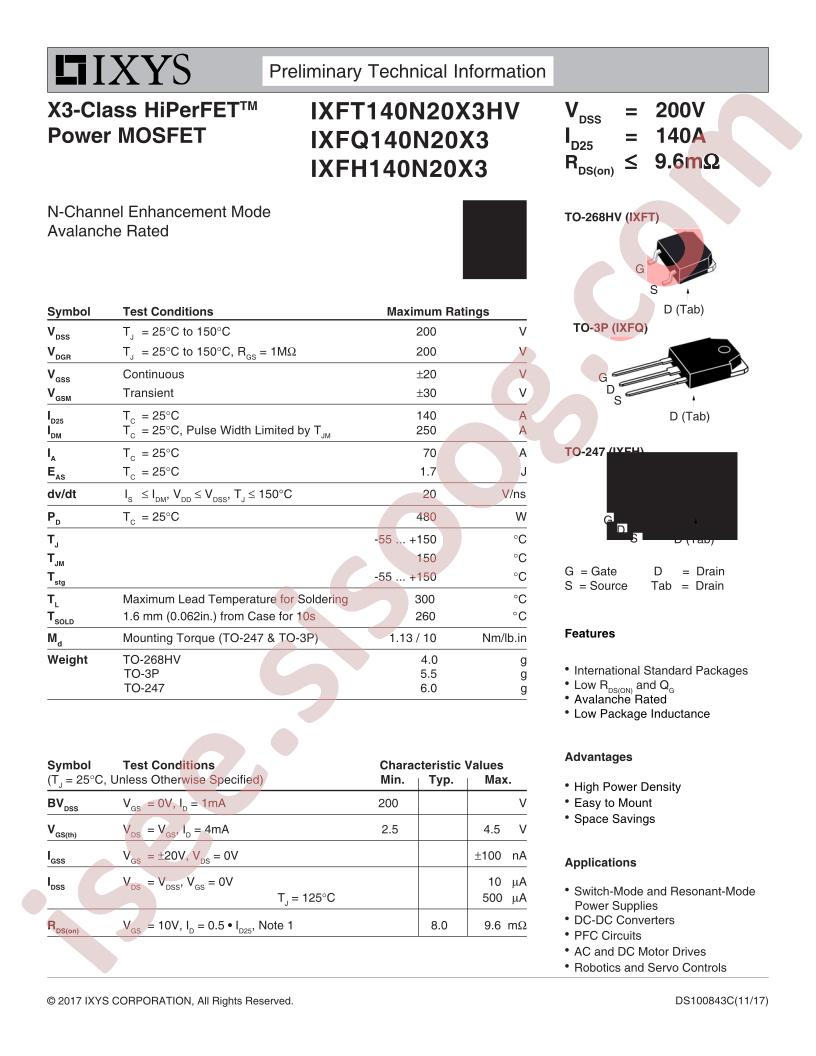 IXFx140N20X3(HV)
