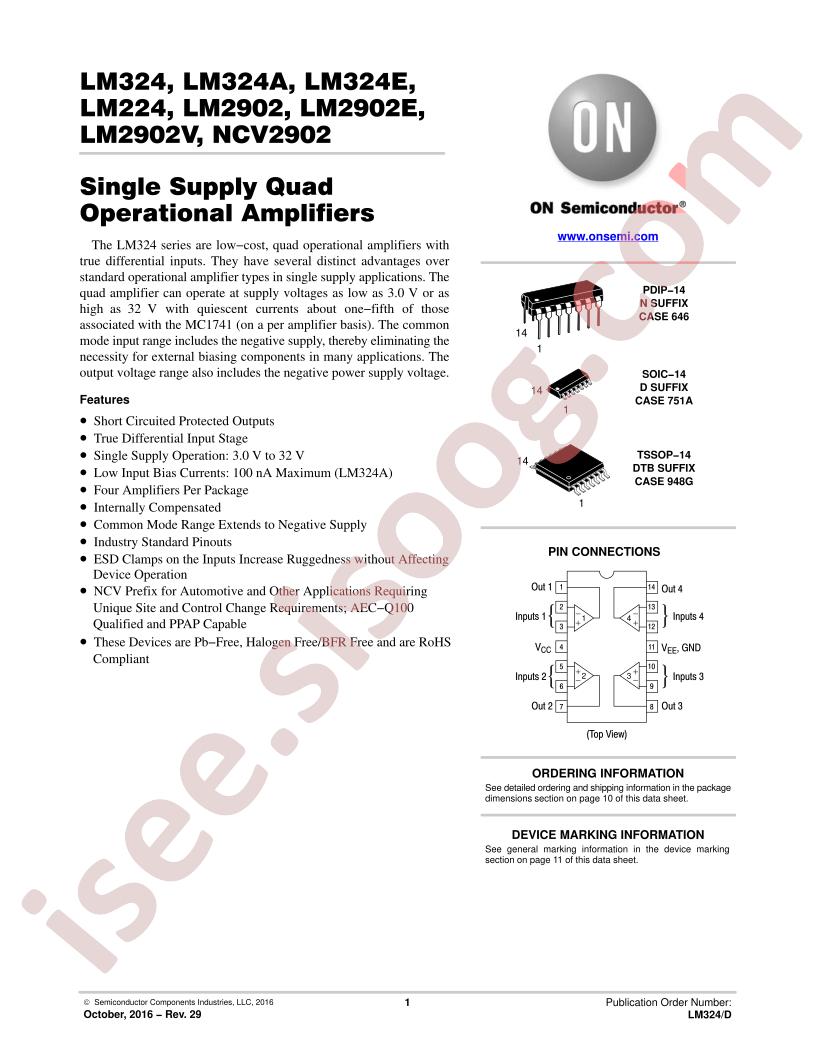 LM324(A), 224, 2902(V), NCV2902 Datasheet