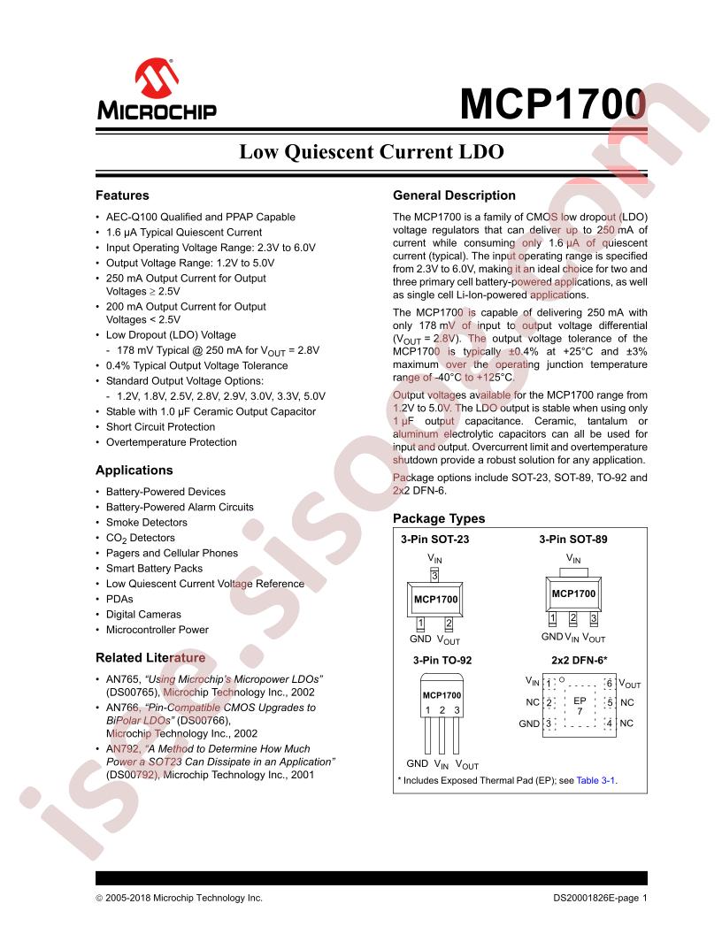 MCP1700 Datasheet