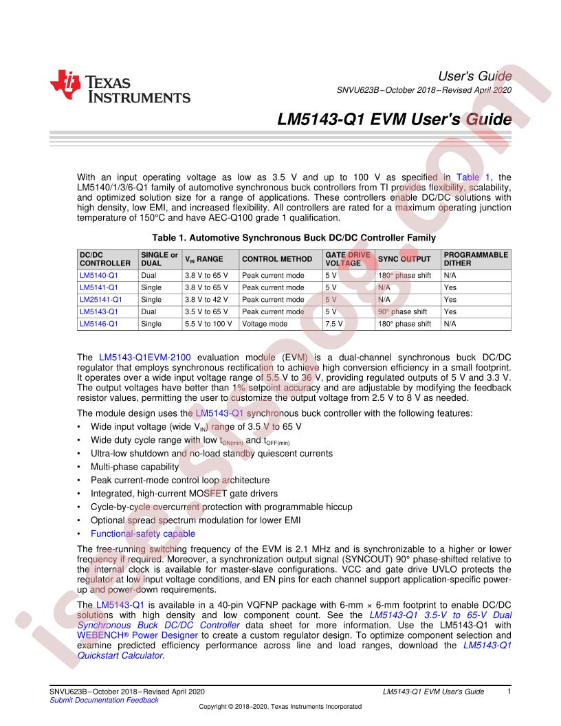 LM5143-Q1EVM-2100 User Guide