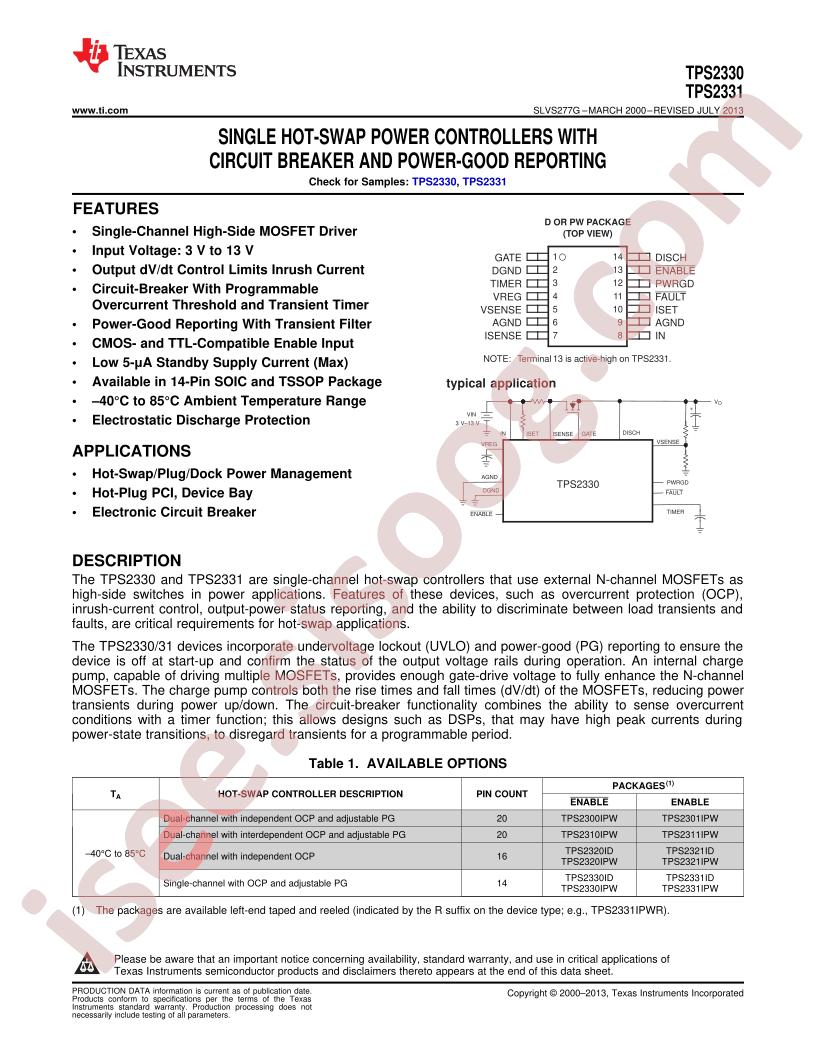 TPS2330, TPS2331 Datasheet