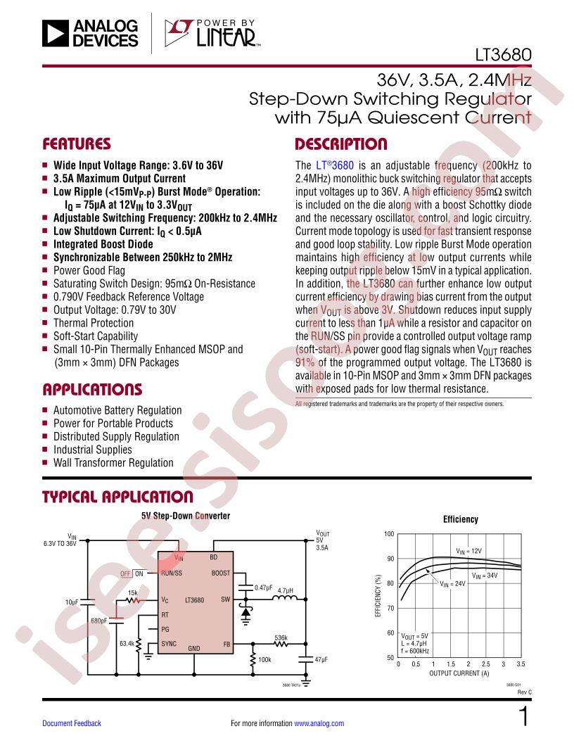 LT3680 Datasheet