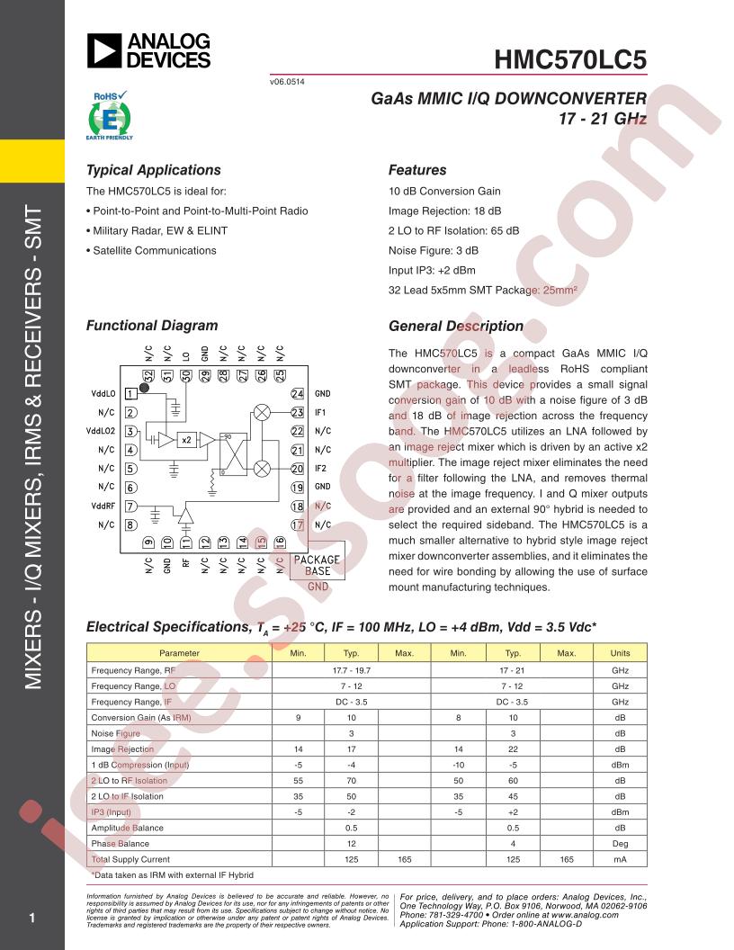 HMC570LC5 Datasheet