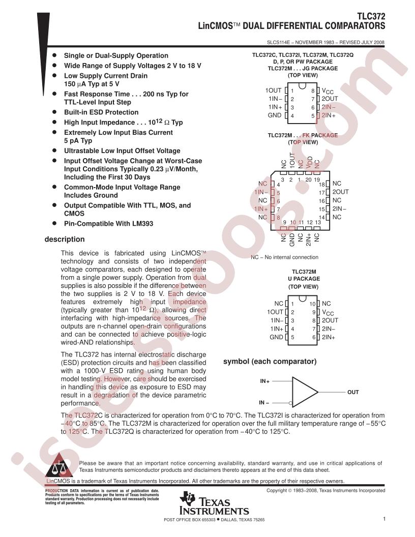 TLC372 Datasheet