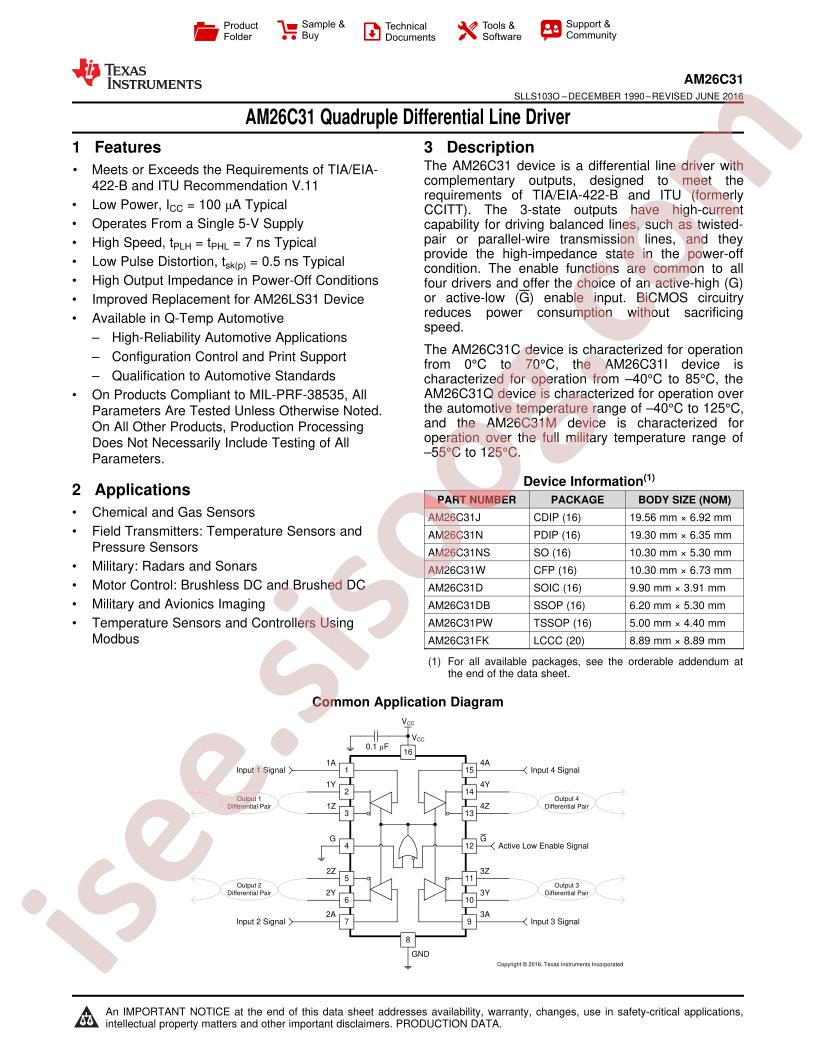 AM26C31 Datasheet