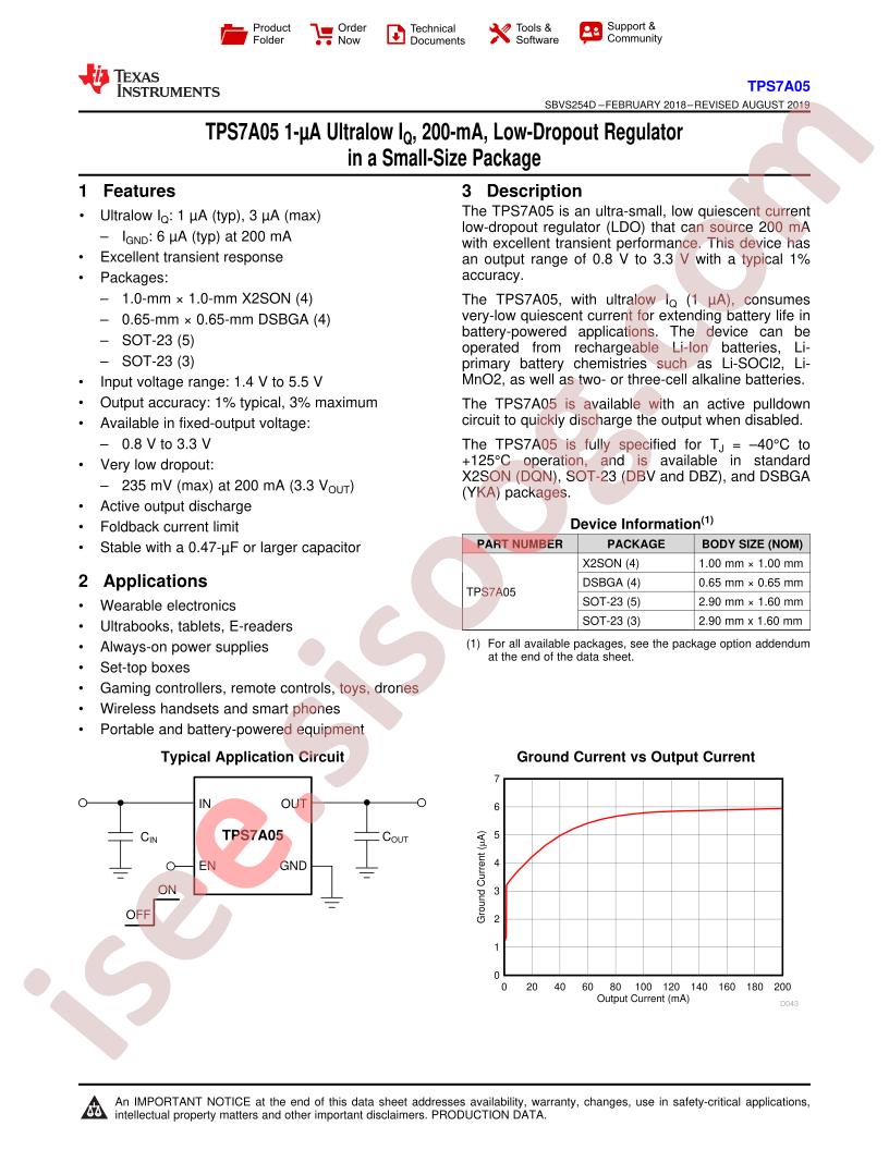 TPS7A05 Datasheet