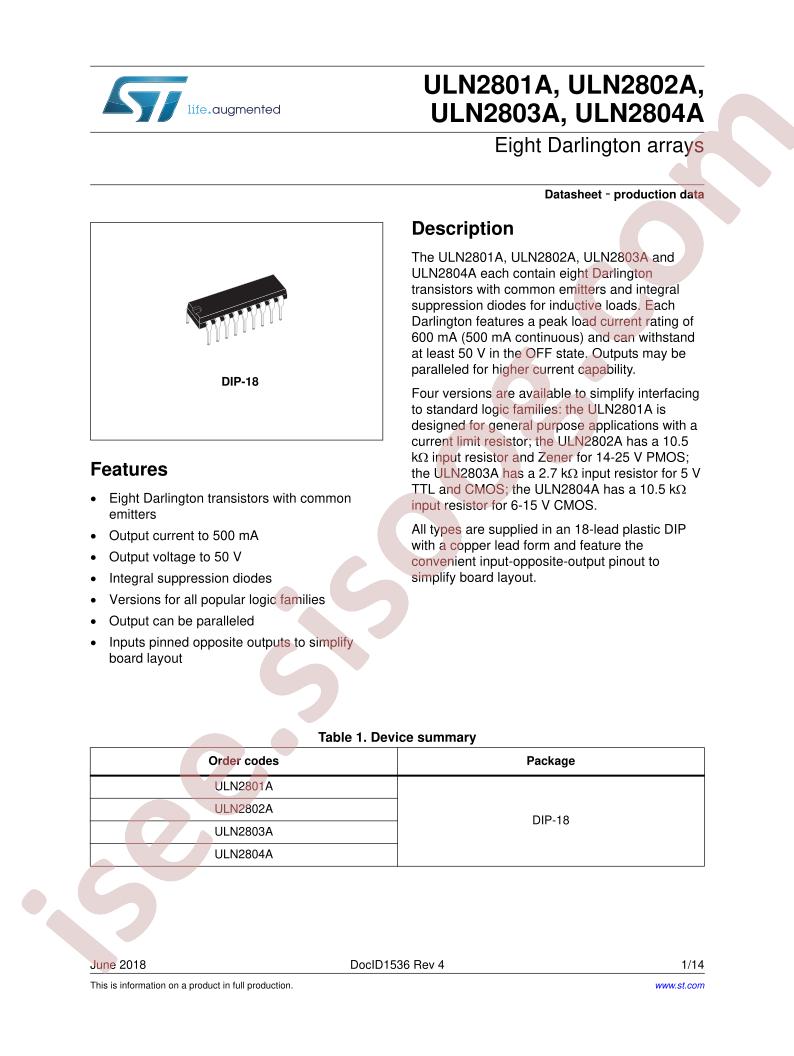 ULN280xA Datasheet