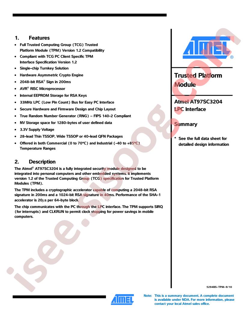 AT97SC3204 Summary