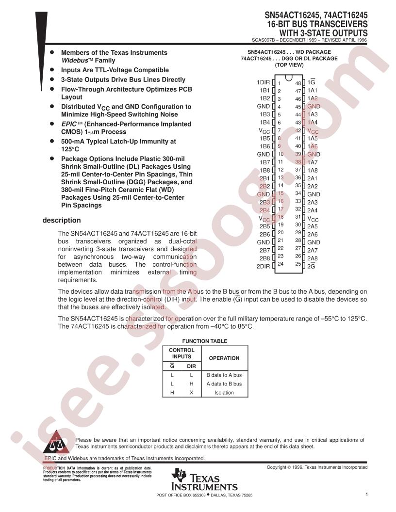 SN54ACT16245, 74ACT16245