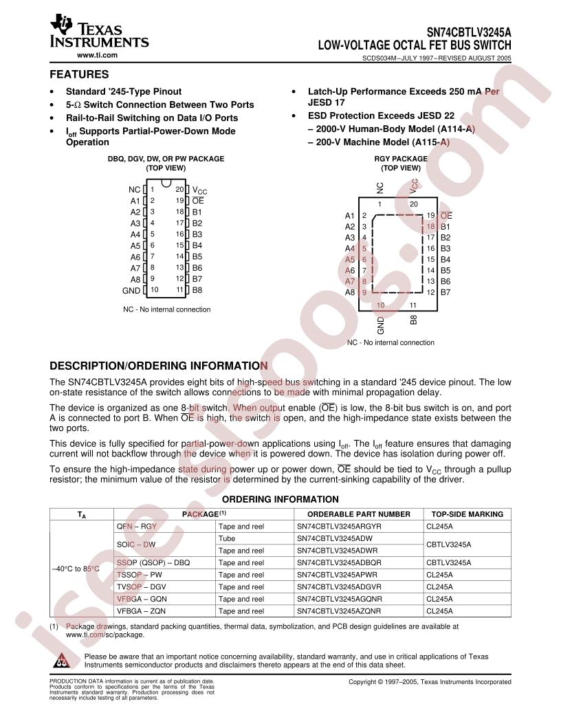 SN74CBTLV3245A Datasheet