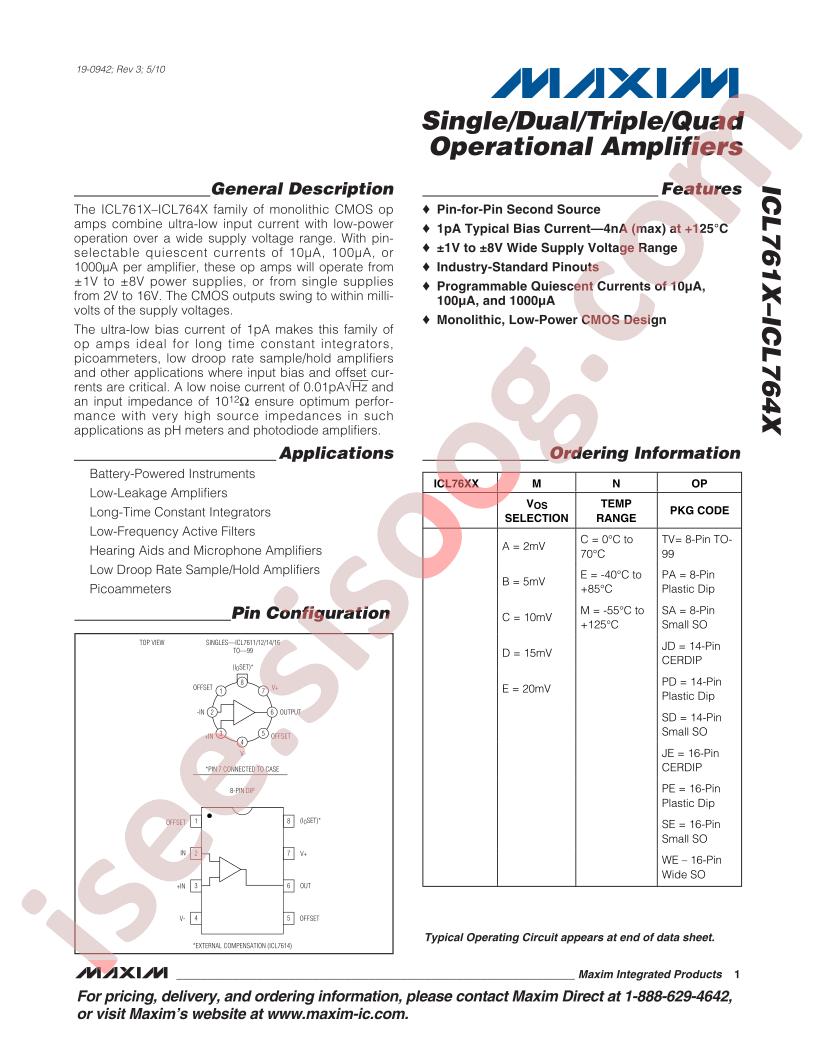 ICL7611-ICL764x Series