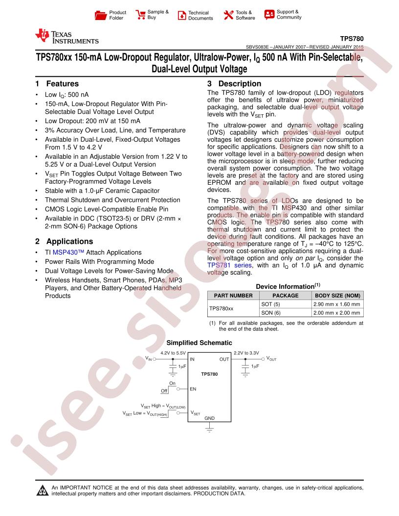 TPS780 Series Datasheet