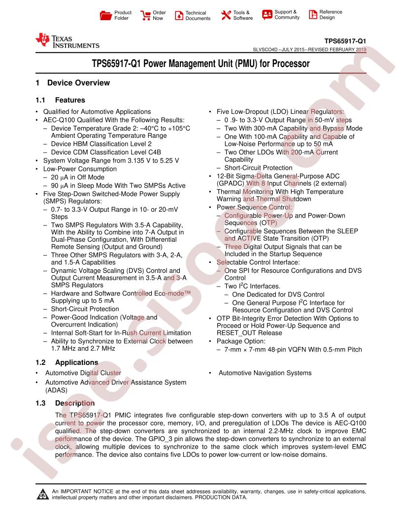 TPS65917-Q1 Datasheet