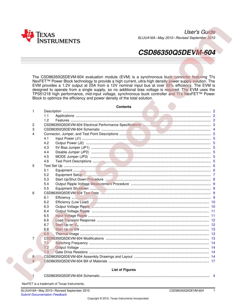 CSD86350Q5DEVM-604 User Guide