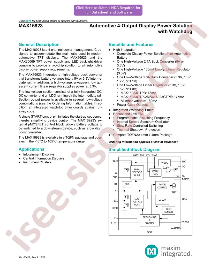 MAX16923 Abridged Datasheet