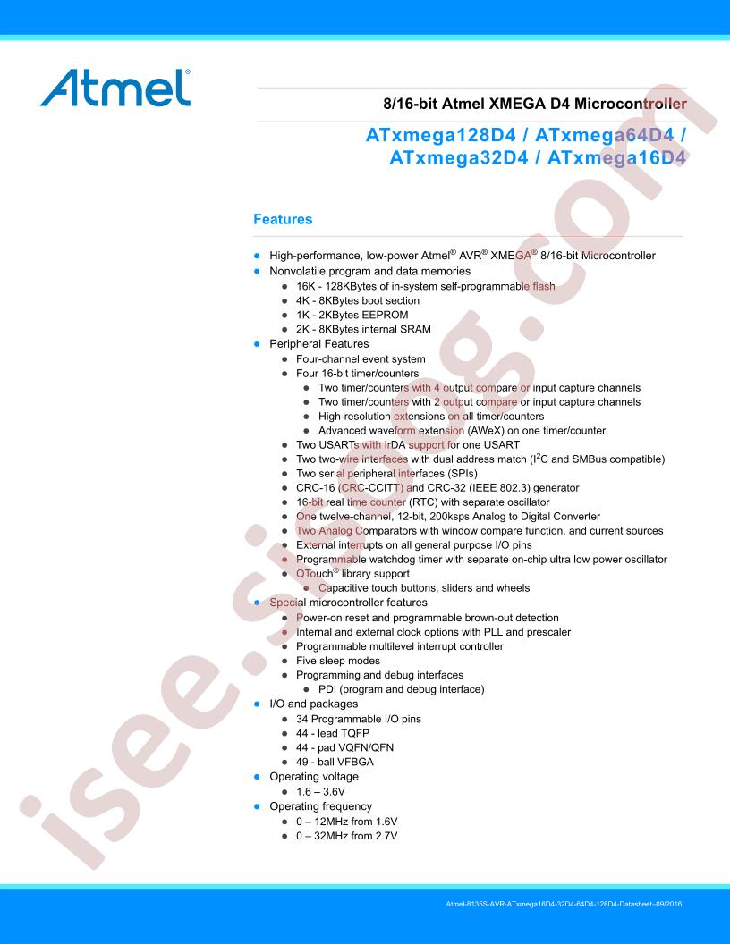 ATXMEGAxxD4 Datasheet