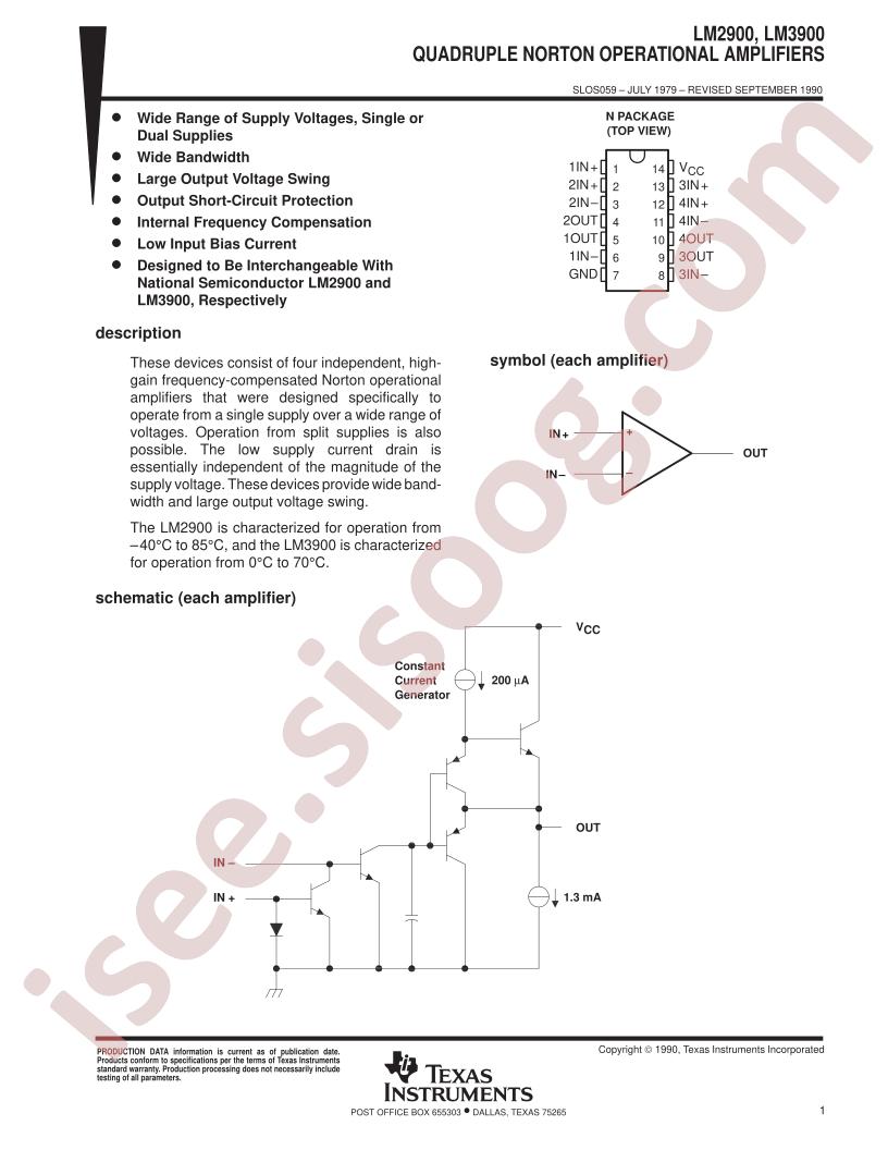 LM2900, LM3900 Datasheet