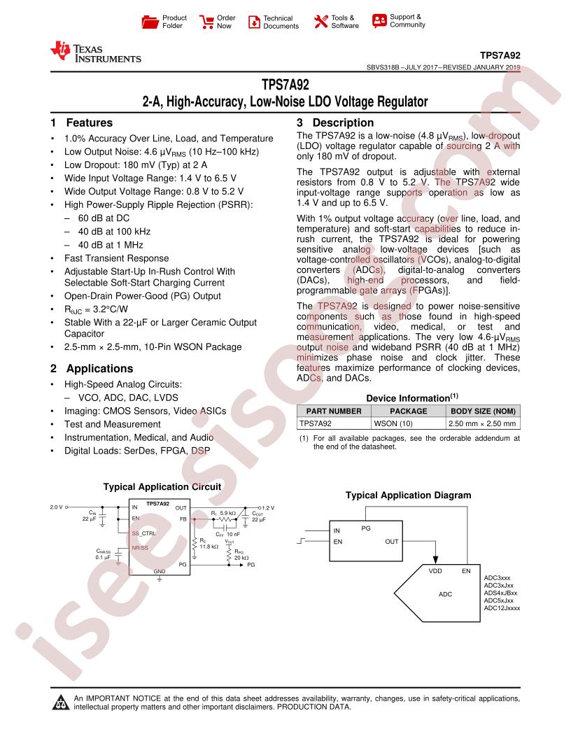 TPS7A92 Datasheet