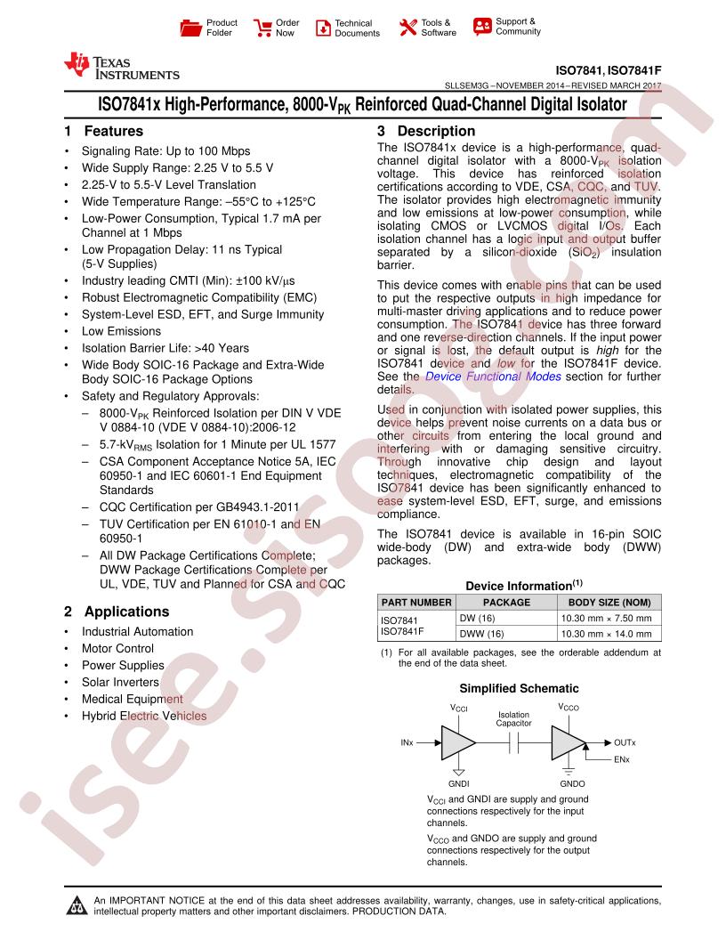 ISO7841(F) Datasheet