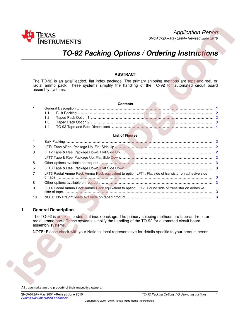 TO-92 Packing Options