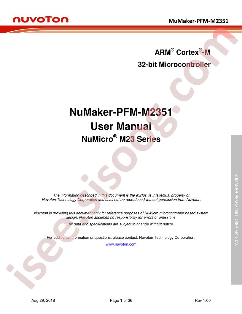 NuMaker-PFM-M2351 User Manual
