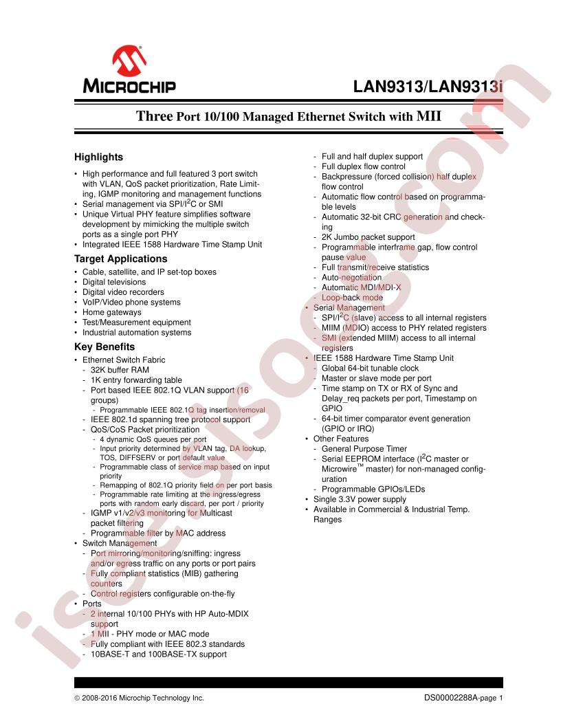 LAN9313(I) Datasheet