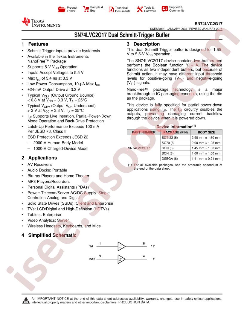 SN74LVC2G17 Datasheet