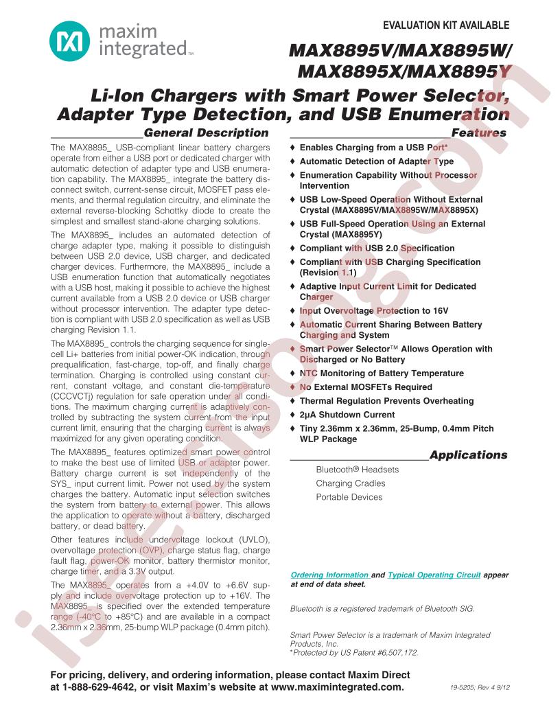 MAX8895(V,W,X,Y) Datasheet