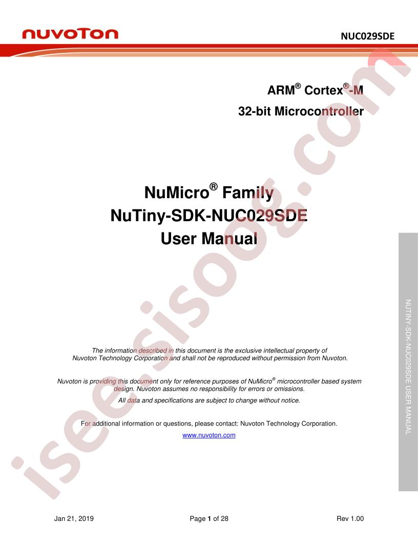 NuTiny-SDK-NUC029SDE User Manual