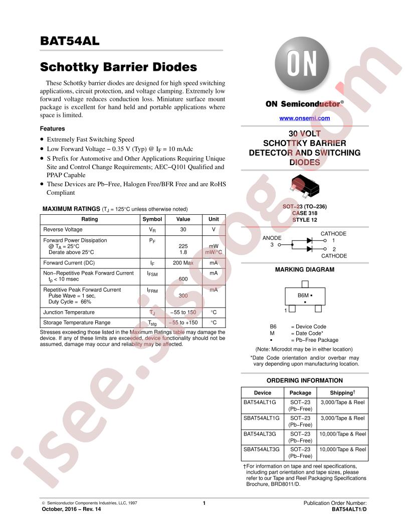 BAT,SBAT54AL Datasheet