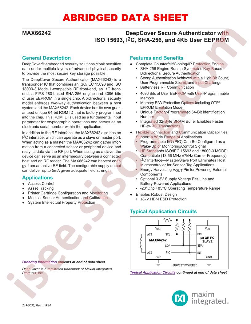 MAX66242 Abridged Datasheet