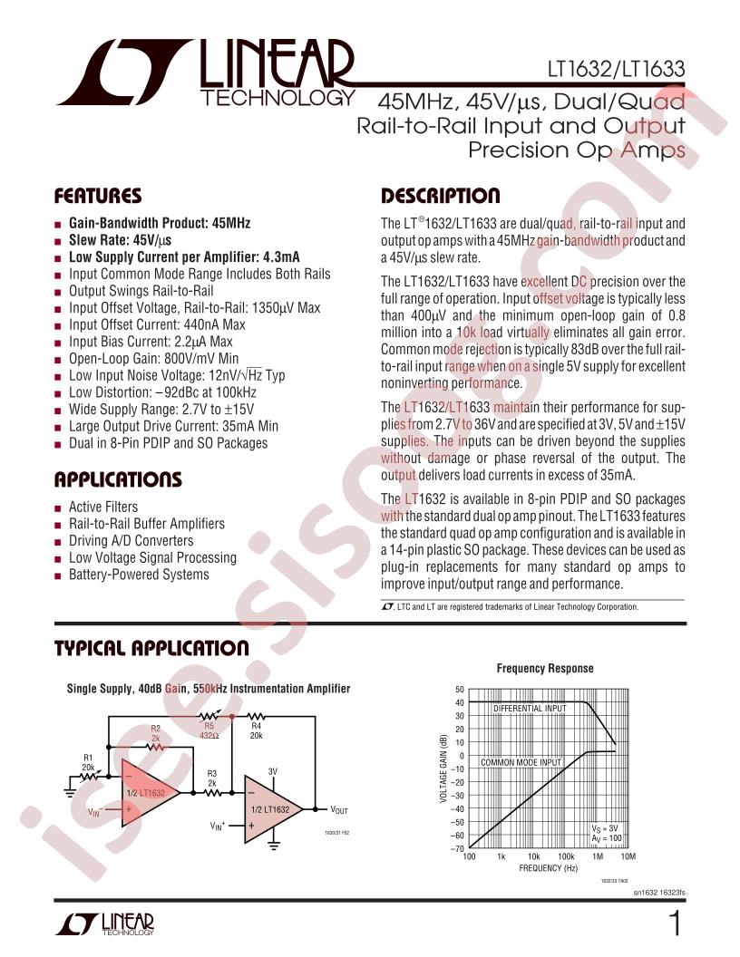 LT1632, LT1633 Datasheet